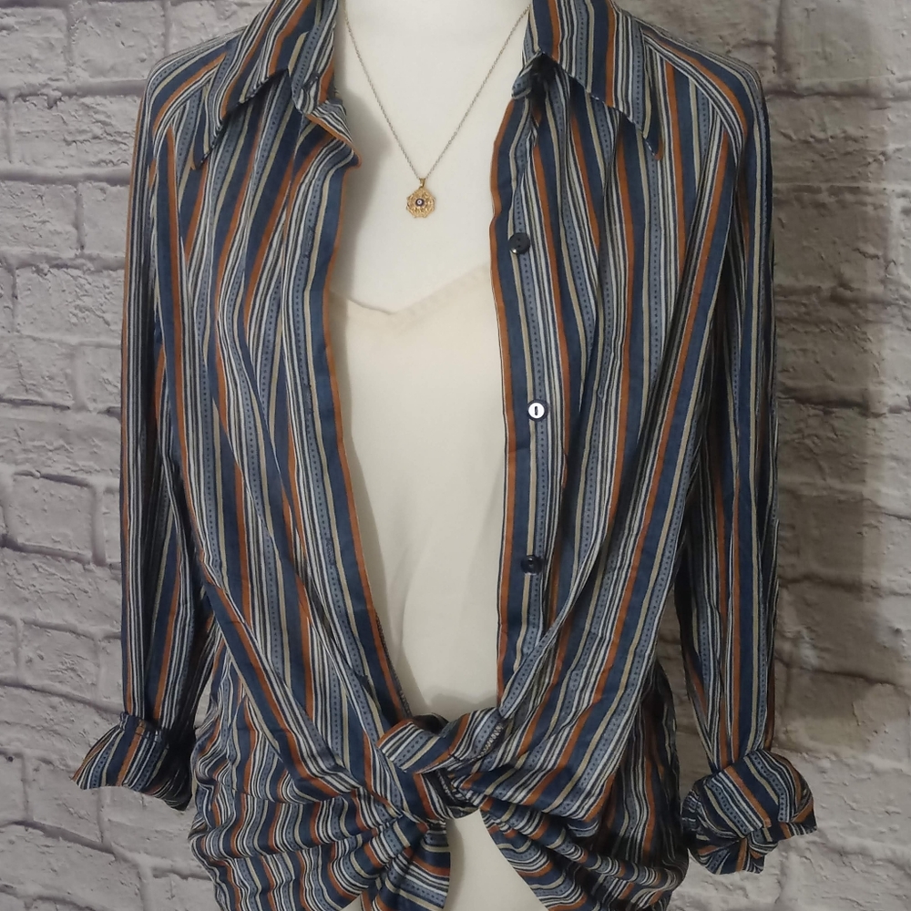 BOGO | Vintage 1970's Mr. Alex Striped Button Up - Picture 7 of 10